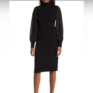 Vince Camuto chiffon long sleeve turtleneck sweater dress size XS